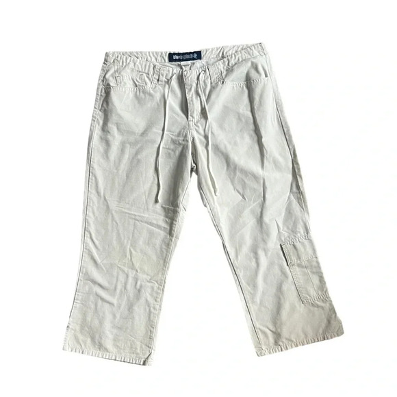 Blue Asphalt Cream Capri Cropped Pants Y2K - Picture 1 of 3